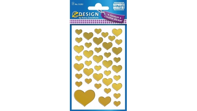 Avery AV-53282 Folie Etiket Z-design Creative Pakje A 2 Vel Gouden Hartjes