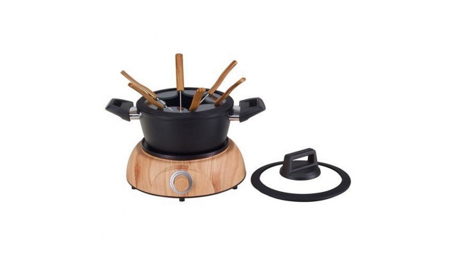 Nouvel WOOD 6-Persoons Fondueset Zwart/Hout