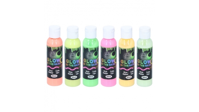 Glow In The Dark Lijm Gekleurd 120 ml Assorti