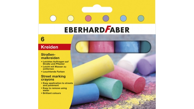 Eberhard Faber EF-526506 Stoepkrijt 4-kantig 6 Kleuren