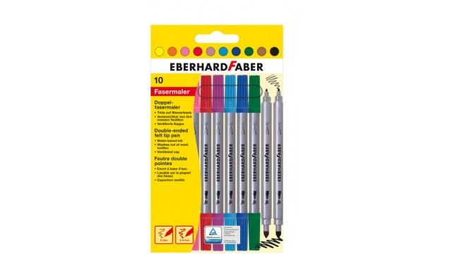 Eberhard Faber EF-550010 Viltstiften Duo 0,8+1-3mm Assorti Etui à 10stuks