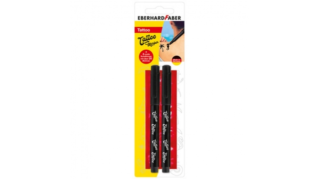 Eberhard Faber EF-559597 Tattoo Marker 2 Stuks + Sjablonen Zwart