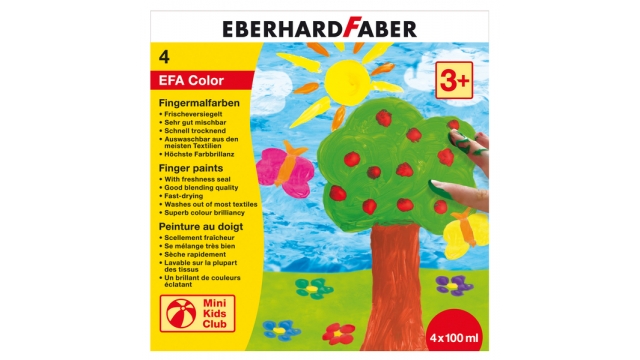 Eberhard Faber EF-578804 Vingerverf 100ml Geel, Rood, Blauw, Groen