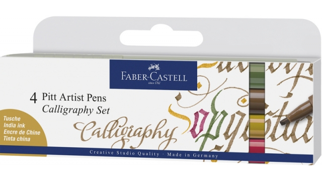 Faber Castell FC-167505 Tekenstift Faber-Castell Pitt Artist Pen Kalligrafieset Van 4st