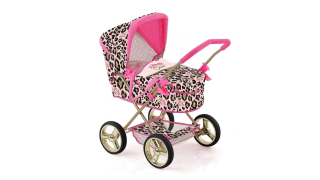 The Glam Crew Poppenwagen Gigi met Luipaardprint Roze/Goud