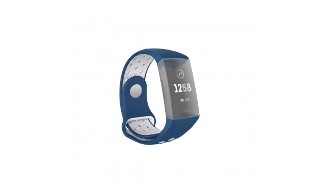 Hama Sportpolsband Voor Fitbit Charge 3/4 Ademend Horlogebandje Blauw/grijs