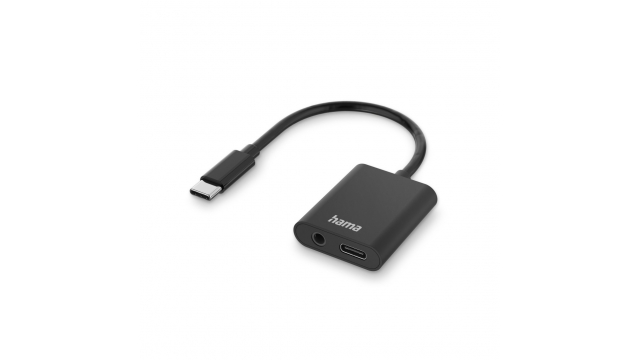 Hama 2in1 Audio-/oplaadadapter USB-C - USB-C En 3,5-mm-jack Audio Zwart