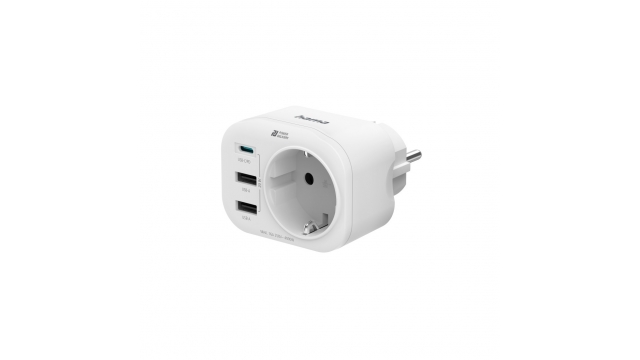 Hama Meerv. Stekkerdoos 4x V. Stopcontact 1 USB-C PD 2 USB-A 1 Geaard 20W