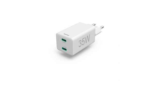 Hama Snellader 2x USB-C PD/Qualcomm® Mini-oplader 35 W Wit