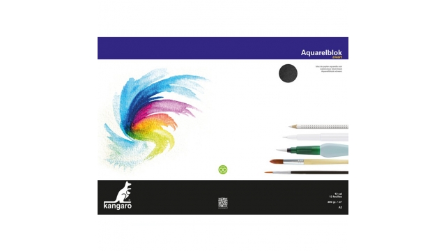 Kangaro K-5314 A2 Aquarelblok 300 Gram 12 Vel Zwart