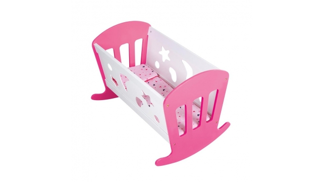 My Beautiful Dollsroom Houten Poppenbed 49x37x35 cm Roze/Wit