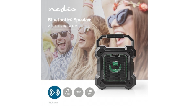 Nedis SPBT1003BK Bluetooth LED Speaker 5.1W 13 Uur Speeltijd  Zwart