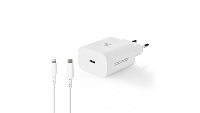 Nedis WCPDL20W112WT Oplader Snellaad Functie Pd3.0 20w 1,67 A / 2,22 A / 3,0 A Outputs: 1 Usb-c™ Lightning 8-pins (los) Kabel 1.0 M 20 W Automatische Voltage Selectie