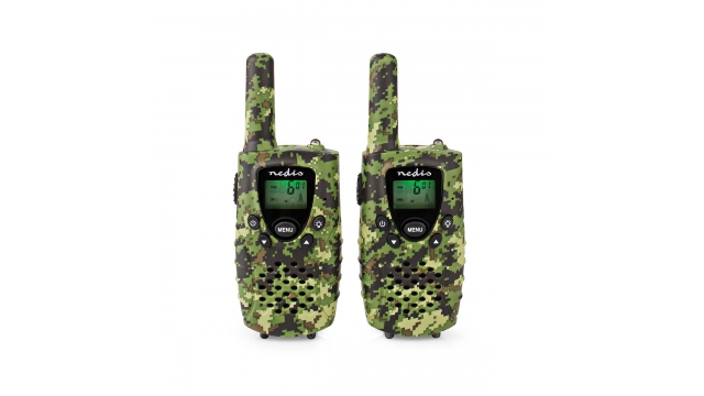 Nedis WLTK0810BK Walkie Talkie Set 2 Handsets Tot 8 Km Frequentiekanalen: 8 Ptt / Vox Tot 2,5 Uur Koptelefoonoutput 2 Headsets Inclusief Reiskoffer Groen