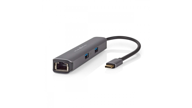 Nedis CCBW64230AT02 Usb Multi-port Adapter Usb 3.2 Gen 1 Usb-c™ Male Hdmi™ Output / Rj45 Female / 2x Usb-a Female / 2x Usb-c™ 5 Gbps 0.20 M Rond Verguld Pvc Antraciet Doos