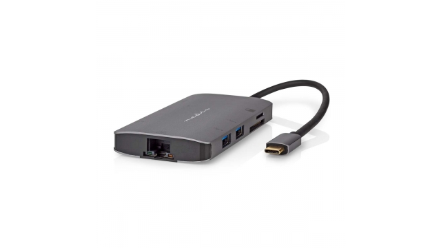 Nedis CCBW64240AT02 Usb Multi-port Adapter Usb 3.2 Gen 1 Usb-c™ Male Hdmi™ Output / Micro Sd / Rj45 Female / Sd / Usb-c™ Female / 3x Usb-a Female 5 Gbps 0.20 M Rond Verguld Pvc Antraciet Doos