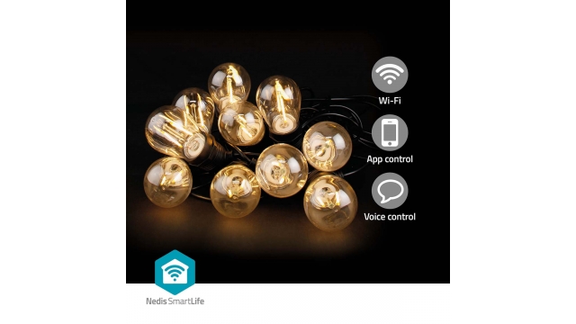 Nedis WIFILP01F10 Smartlife Decoratieve Led Feestverlichting Wi-fi Warm Wit 10 Led's 9.00 M Android™ / Ios Diameter Bulb: 45 Mm