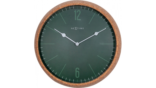 NeXtime NE-3509GN Wandklok Cork Ø 30 Cm Groen