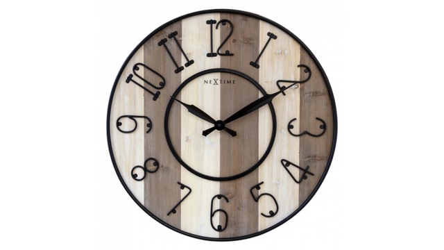 NeXtime NE-3279BR Grote Wandklok Oxford 50 cm Hout/Zwart Metaal