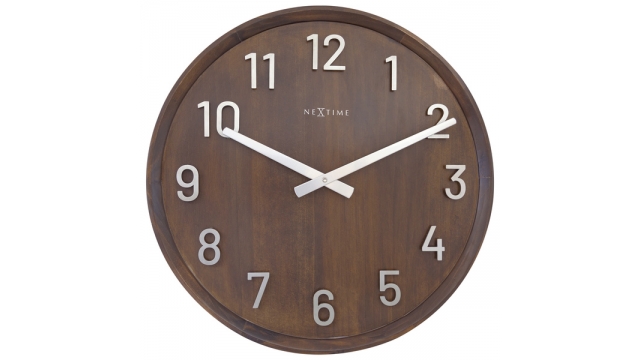 NeXtime NE-3284BR Grote Wandklok - 50cm- Stille Klok - Walnoot Hout - "Precious"