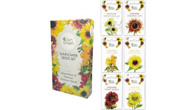 OwnGrown Zonnebloemenzaden set 6 verschillende soorten zonnebloemen Voor binnen, tuin en balkon Eco-vriendelijke verpakking
