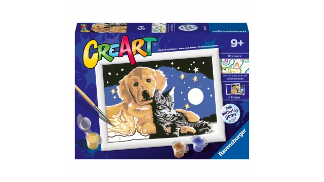 Ravensburger CreArt Schilderen op Nummer Hond en Poes Glitter