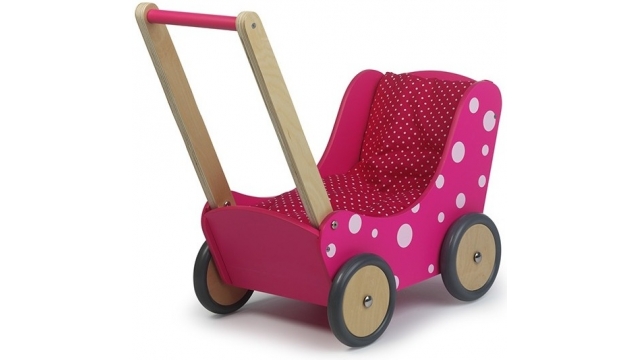 Simply for Kids Houten Poppenwagen Stippeltje Roze