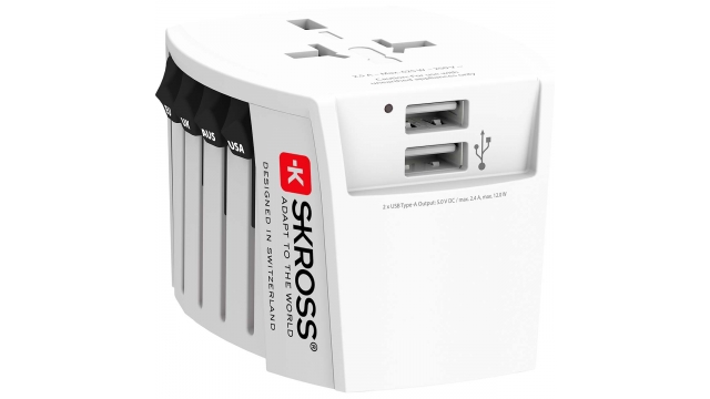 Skross SKR1302960 Muv Usb (2xa) Compacte 2-polige Wereldreisadapter Met 2 Geïntegreerde Usb-poorten