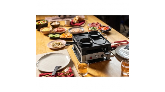 Solis 7910 Tafelgrill Raclette Gourmet voor 4 Personen Zwart/RVS