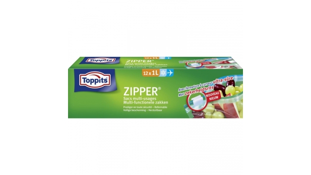 Toppits Zipper Multi-Functionele Zakken 1L 12 Stuks