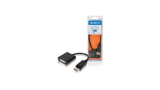 Valueline VLCB37250B02 Displayport-adapterkabel Displayport Mannelijk - Dvi-d 24 + 1-pins Vrouwelijk 0,20 M Zwart