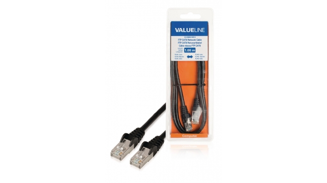 Valueline VLCB85210B10 Cat6 F/utp Netwerkkabel Rj45 (8/8) Male - Rj45 (8/8) Male 1.00 M Zwart