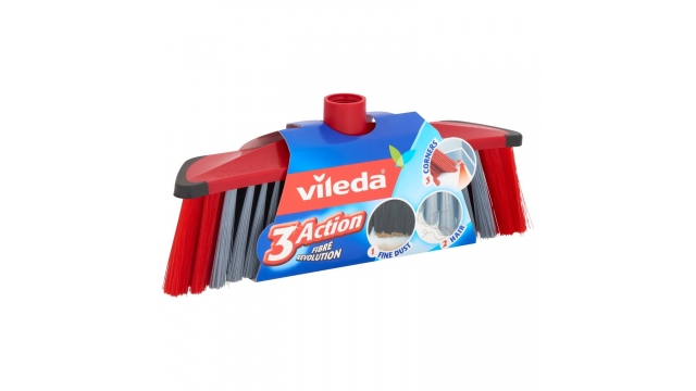 Vileda 3Action Bezem Binnen Rood/Grijs