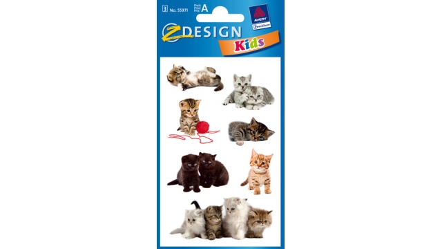 Avery AV-55971 Papieretiket Z-design Kids Pakje A 3 Vel Katten Foto