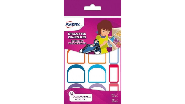 Avery AV-CHAUS12 Etiket Voor Op Schoenen Assorti, 24 Etiketten