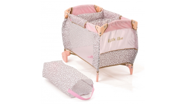 Little Diva Opvouwbare Poppenbedje 41x28x12 cm Roze/Goud