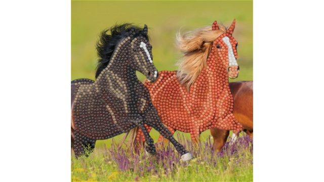 Crystal Art Kaart Paarden 18x18 cm