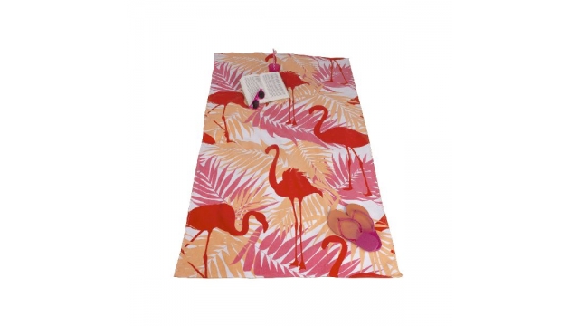 Strandlaken met Flamingo Print 90x170 cm Roze/Oranje