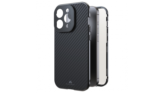 Black Rock 360 Glas Cover Voor Apple IPhone 15 Pro Real Carbon