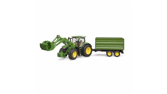 Bruder John Deere 7R 350 met Voorlader en Aanhanger