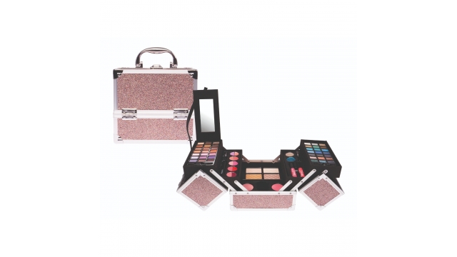 Casuelle Uitklapbare Make-Up Koffer Roze Glitter