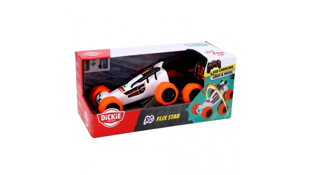 Dickie Toys RC Flix Star Buggy + Licht en Geluid Oranje/Wit