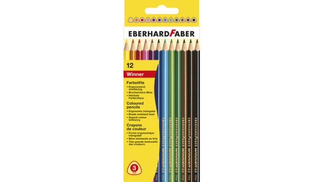 Eberhard Faber EF-511412 Kleurpotlood Winner Driekantig Assorti Etui à 12 Stuks
