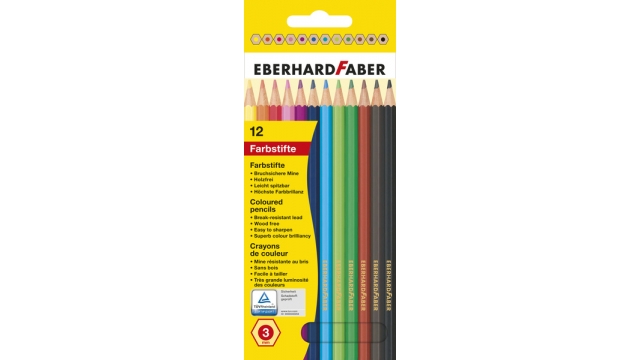 Eberhard Faber EF-514812 Kleurpotlood 17,5cm Kartonnen Etui à 12 Stuks Assorti Kleuren