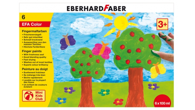 Eberhard Faber EF-578806 Vingerverf 100ml Geel, Rood, Blauw, Groen, Wit, Zwart
