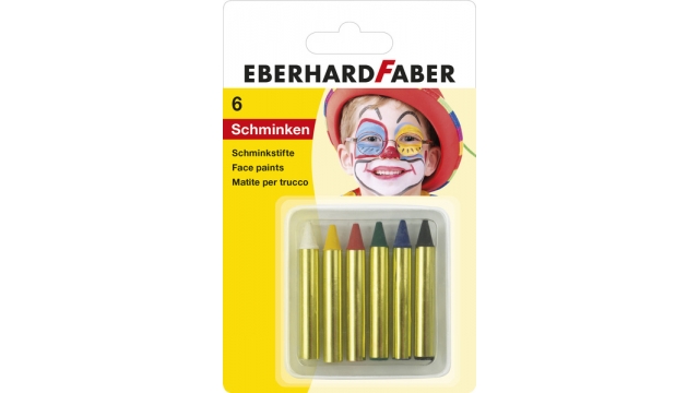 Eberhard Faber EF-579106 Schminkstiften Klein, Set 6 Kleuren Op Blisterkaart