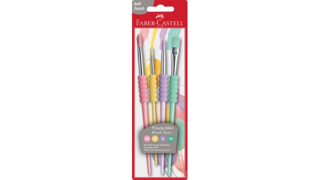 Faber Castell FC-481620 Penselenset Soft Touch 4 Stuks Pastel Kleuren