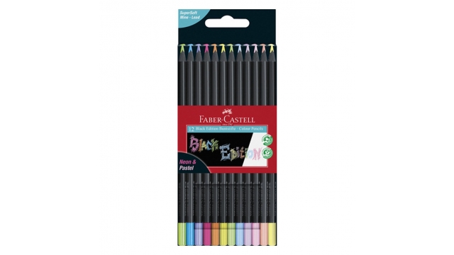 Faber Castell FC-116410 Black Edition Kleurpotloden 12 Stuks Neon/Pastel