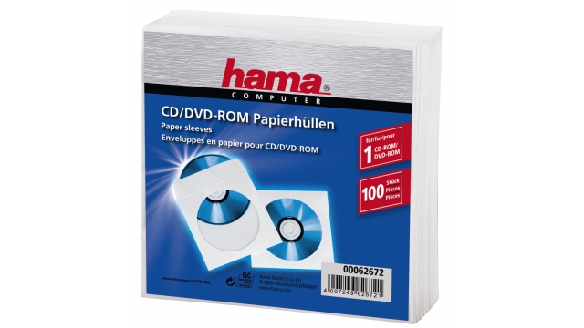 Hama Cd/dvd Protection Sleeves Papier Wit 100 Stuks