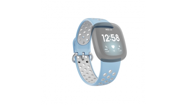 Hama Sportpolsband Voor Fitbit Versa3/Sense Ademend Univ. Lichtblauw/grijs